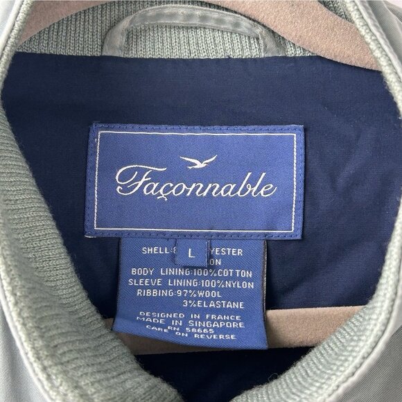 Faconnable Jacket Men Large Green Fullzip Dad Casual Bomber Coat Windbreaker Y2K - Picture 8 of 16